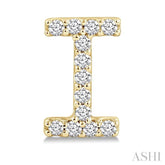 1/10 Ctw Initial 'I' Single Cut Diamond Earrings in 10K Yellow Gold